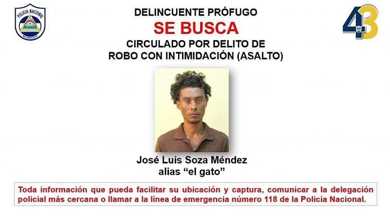 José Luis Soza Méndez, sospechoso prófugo. / Cortesía Policía