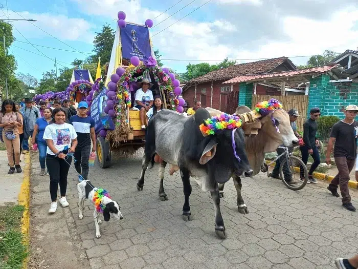 Las carretas peregrinas llegaron esta mañana al Santuario Nacional de Jesús del Rescate.