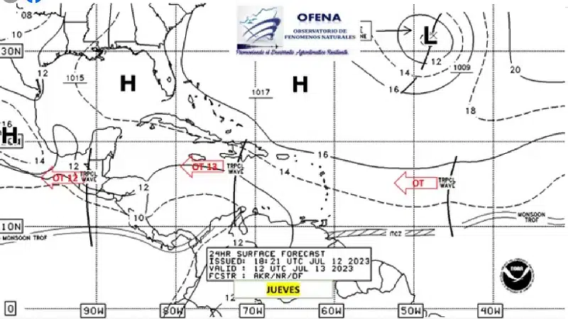 Lluvias en el Caribe y en zonas del pacífico esta tarde y noche