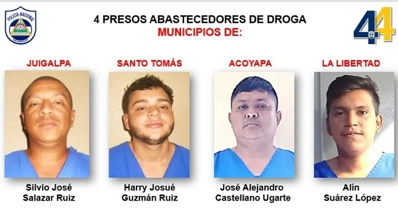 Policía de Chontales captura a cuatro abastecedores de drogas