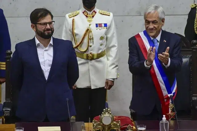 Sebastián Piñera en la toma de mando de Gabriel Boric. Foto AFP
