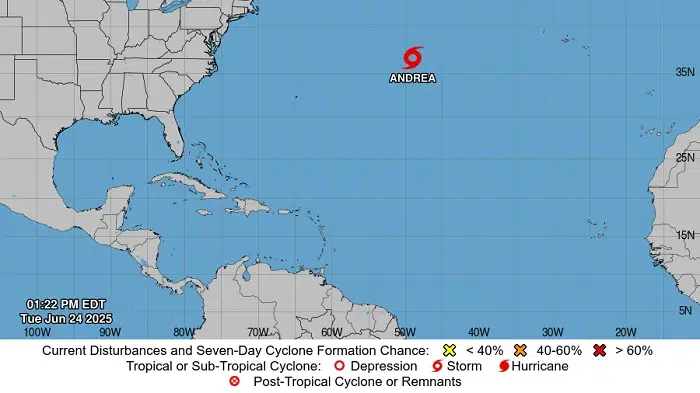 Andrea se convierte en la primera tormenta tropical de la temporada en el Atlántico