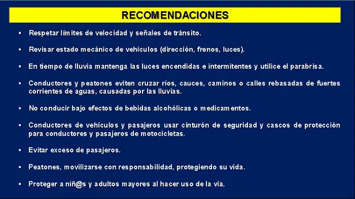 Recomendaciones que brinda la Policía Nacional de Nicaragua para prevenir accidentes de tránsito