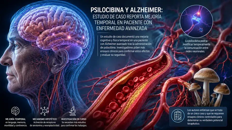 Psilocibina y Alzheimer: estudio de caso reporta mejoría temporal en paciente con enfermedad avanzada